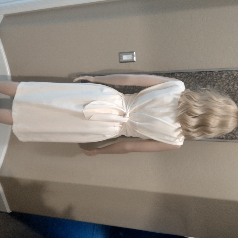 Bloomingdale's Cream Sleeveless Sheath Midi Dress with Back Tie - Picture 2 of 4